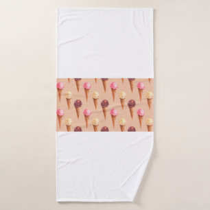 Watercolor illustration of ice cream. Seamless pat Bath Towel