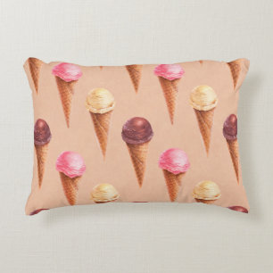 Watercolor illustration of ice cream. Seamless pat Decorative Cushion