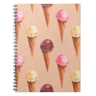 Watercolor illustration of ice cream. Seamless pat Notebook