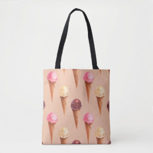 Watercolor illustration of ice cream. Seamless pat Tote Bag