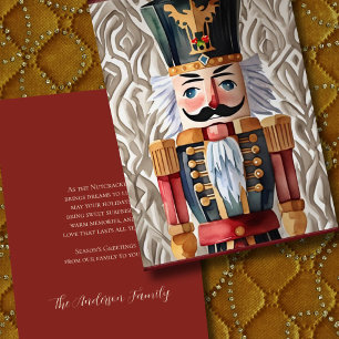Watercolor Illustration of Nutcracker Christmas Holiday Card
