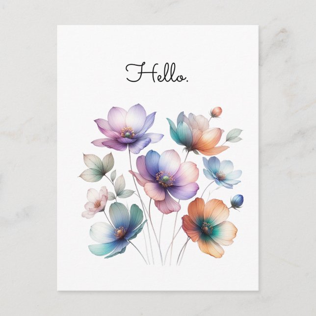 Watercolor Illustration of Pretty Flower Bouquet Postcard (Front)