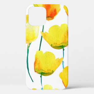 Watercolor illustration of tulips. Seamless patter iPhone 12 Case