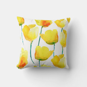Watercolor illustration of tulips. Seamless patter Cushion