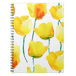 Watercolor illustration of tulips. Seamless patter Notebook