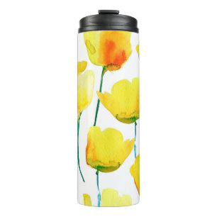 Watercolor illustration of tulips. Seamless patter Thermal Tumbler