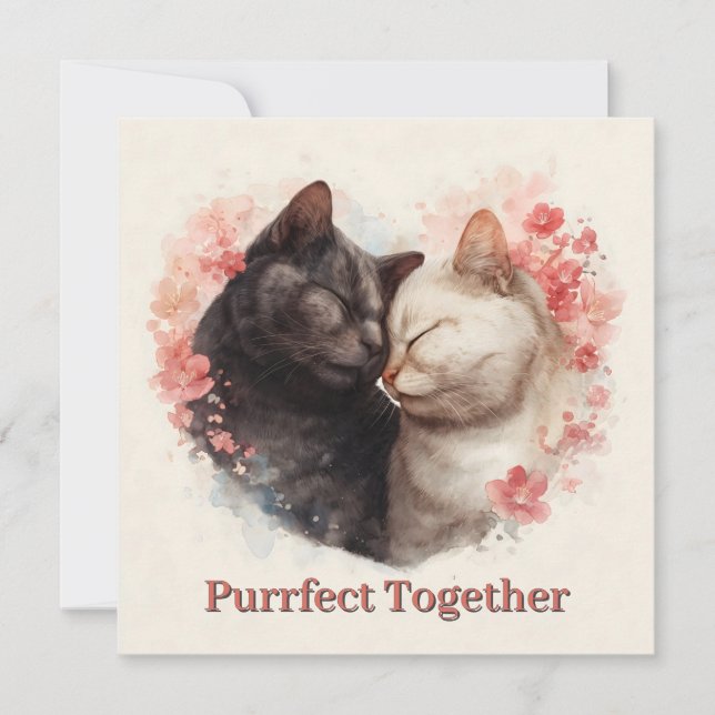 Watercolor Illustration of Two Cats Nuzzling (Front)