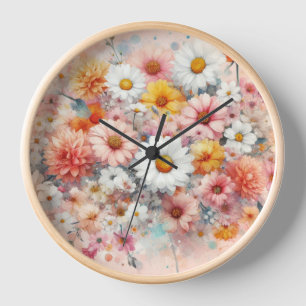 Watercolor Illustration rustic vintage elegant Clock