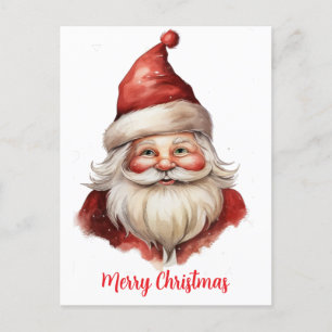 Watercolor illustration Santa Claus Holiday Postcard