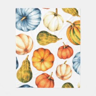 Watercolor illustration with pumpkins. Seamless pa Fleece Blanket