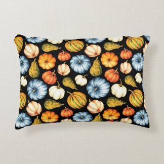 Watercolor illustration with pumpkins. Seamless wa Decorative Cushion