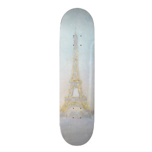 Watercolor   Image of Eiffel Towe Skateboard