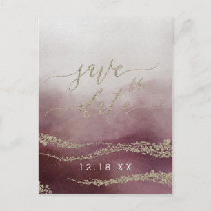 Watercolor in Cranberry Wedding Save the Date Announcement Postcard