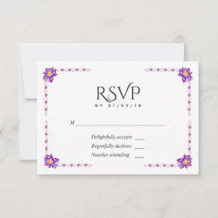Watercolor Indian Lotus Flower RSVP Card