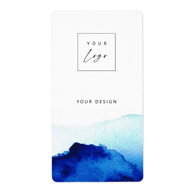 Watercolor Indigo Blue Custom Logo & Text Product (Front)