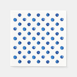 Watercolor indigo blue polka dots pattern napkin