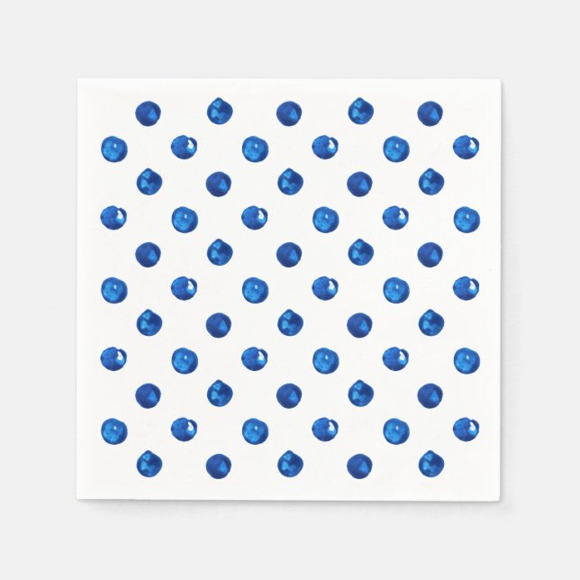 Watercolor indigo blue polka dots pattern napkin (Front)