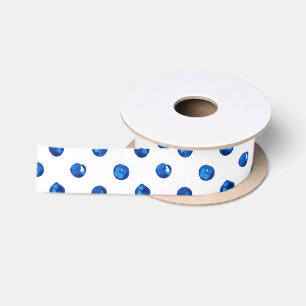 Watercolor indigo blue polka dots pattern satin ribbon
