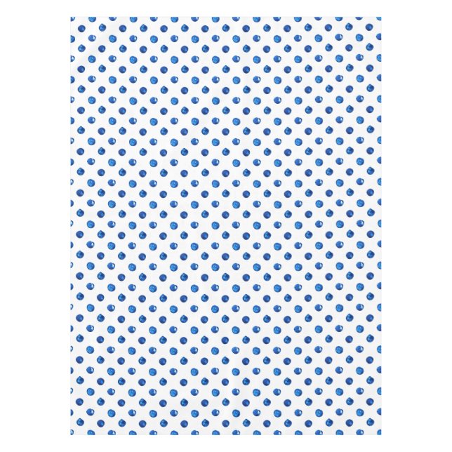 Watercolor indigo blue polka dots pattern tablecloth (Front)