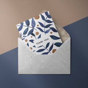 Watercolor Indigo branches Thank you Card