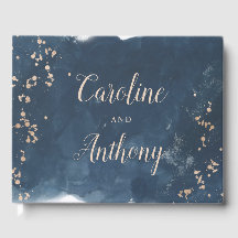 Watercolor Indigo shine gold Wedding