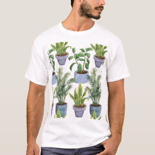 Watercolor Indoor Houseplants: Lush Greenery Elega T-Shirt
