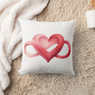 Watercolor Infinity Pink Heart Throw Pillow