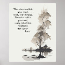 Watercolor Ink Painting of black tree &  Quote