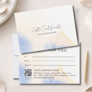 Watercolor Ink QR Code Gift Certficate