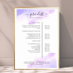 Watercolor Ink Salon Price List Poster