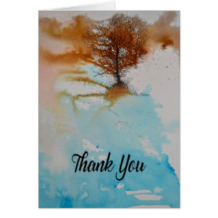 Watercolor Inked Tree Thank You