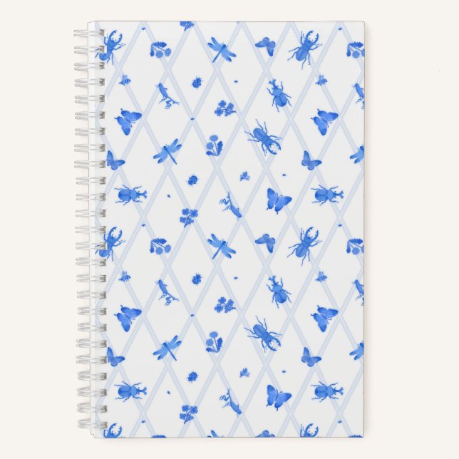 Watercolor Insect Blue Notebook (Front)