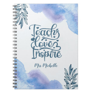 Watercolor Inspirational Quote Teacher Planner Notebook