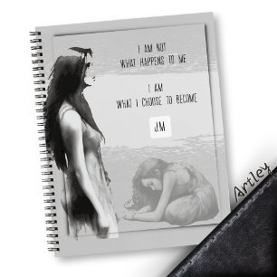 Watercolor Inspirational Woman Trauma Monogram Notebook