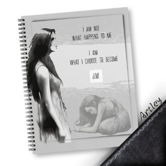 Watercolor Inspirational Woman Trauma Monogram Notebook