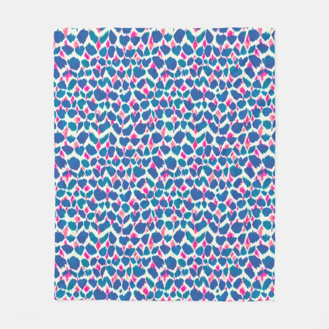 Watercolor Inspired Pink and Blue Boho Dot Fleece Blanket (Front)