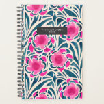 Watercolor Inspired Pink   Blue Botanical Floral Planner<br><div class="desc">Watercolor inspired blue and pink floral pattern</div>
