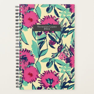 Watercolor Inspired Pink + Green Botanical Floral Planner