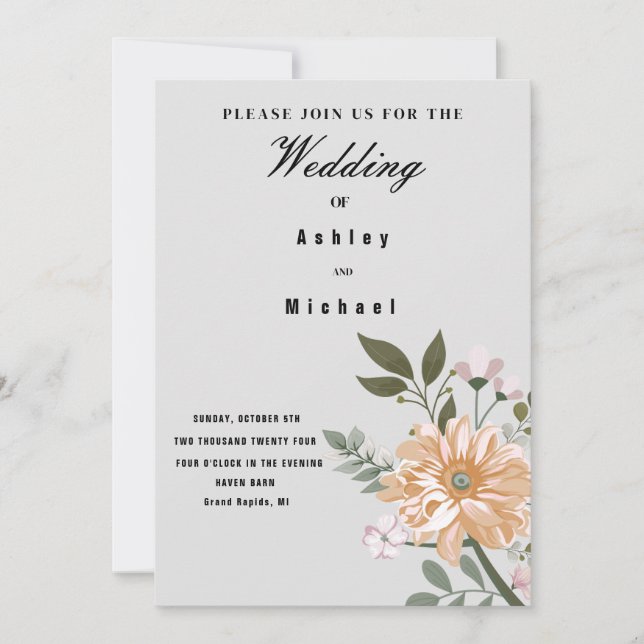 Watercolor Inspired Wedding Invitation  (Front)