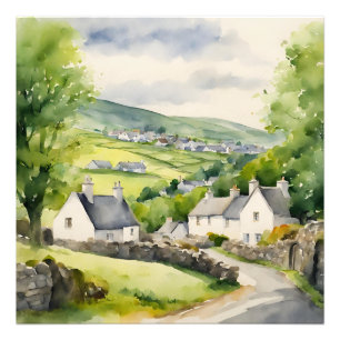 Watercolor Ireland House Photo Print