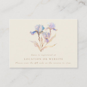 Watercolor Iris Baby Shower QR Code Registry Enclosure Card
