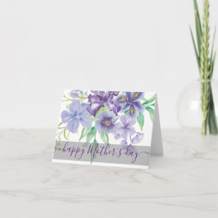 Watercolor iris floral  card