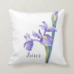 Watercolor Iris Floral Cushion