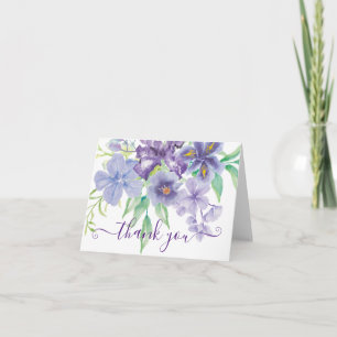 Watercolor iris floral thank you card