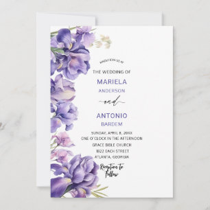 Watercolor Iris Lilac Floral Watercolor wedding  Invitation