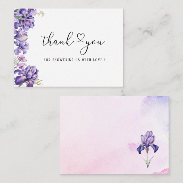 Watercolor Iris Lilac Flower Bridal shower Card (Front/Back)