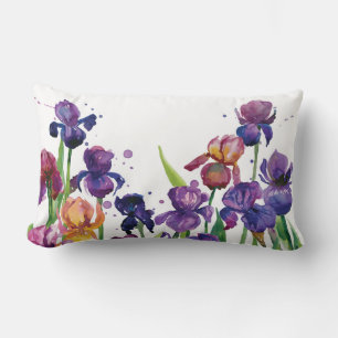 Watercolor Iris Lumbar Cushion