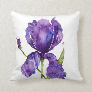 Watercolor Iris Throw Pillos Cushion