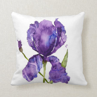 Watercolor Iris Throw Pillos Cushion