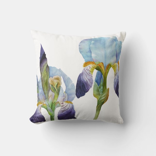 Watercolor Irises Cushion (Front)